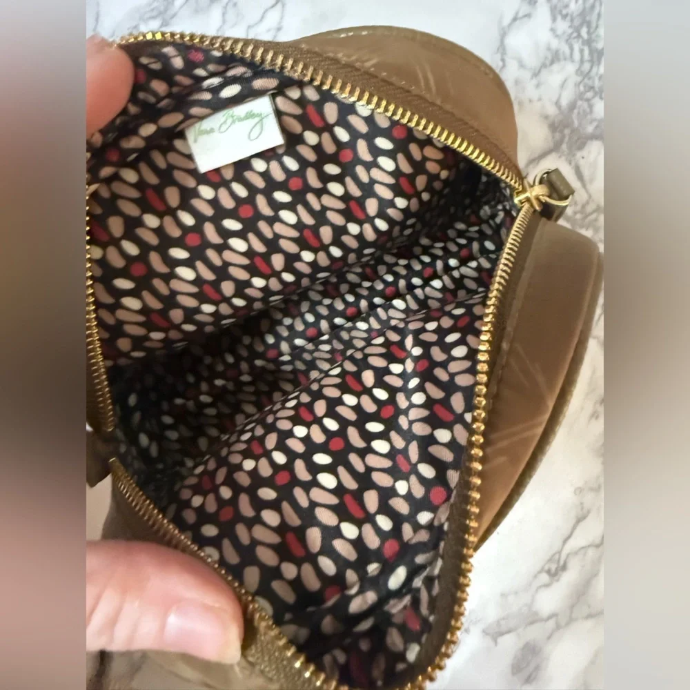 Vera Bradley Tan & Gold Full Zip Cosmetic/Storage Bag